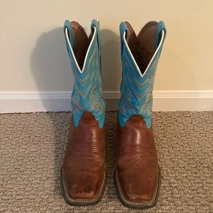 Womens Tony Lama turquoise Cowboy boots Size 8.5